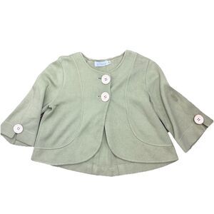Willow Cotton Cropped Flare Sleeve Green Cardigan Boho Cottage Core Womens M